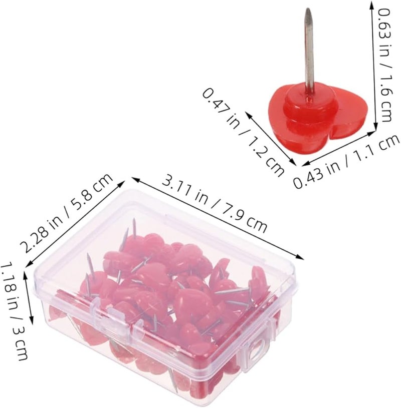Red Heart Shaped Thumb Tacks 100pcs Decorative Push Pins for Cork Board Office School Supplies - Image 2